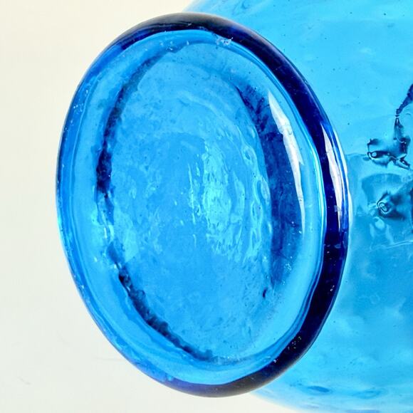 Vintage Empoli Vase Italian Art Glass Flower Bouquet Aqua Blue Optic 8.5" MCM - Picture 3 of 6